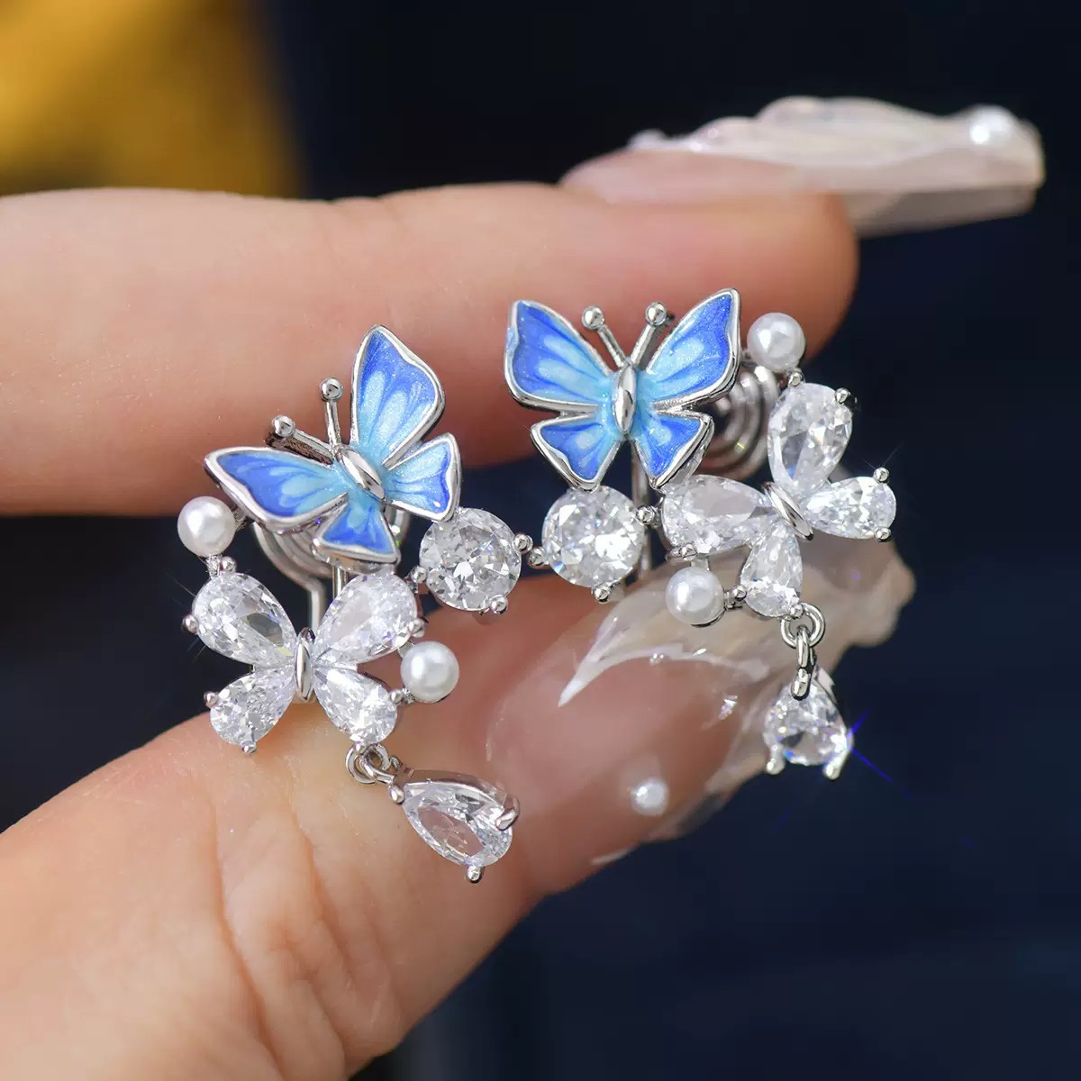 Blue Butterfly Zircon Earrings