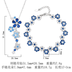 Juego de pulsera y collar de cristal de flor azul con púas