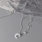 S925 Sterling Silver Mother-of-Pearl Moon Pendant Necklace