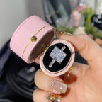 Anillo chapado en oro con diamante de alto contenido en carbono y abertura ajustable
