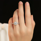 1CT Round Cut Cubic Zirconia Halo Ring - S925 Silver