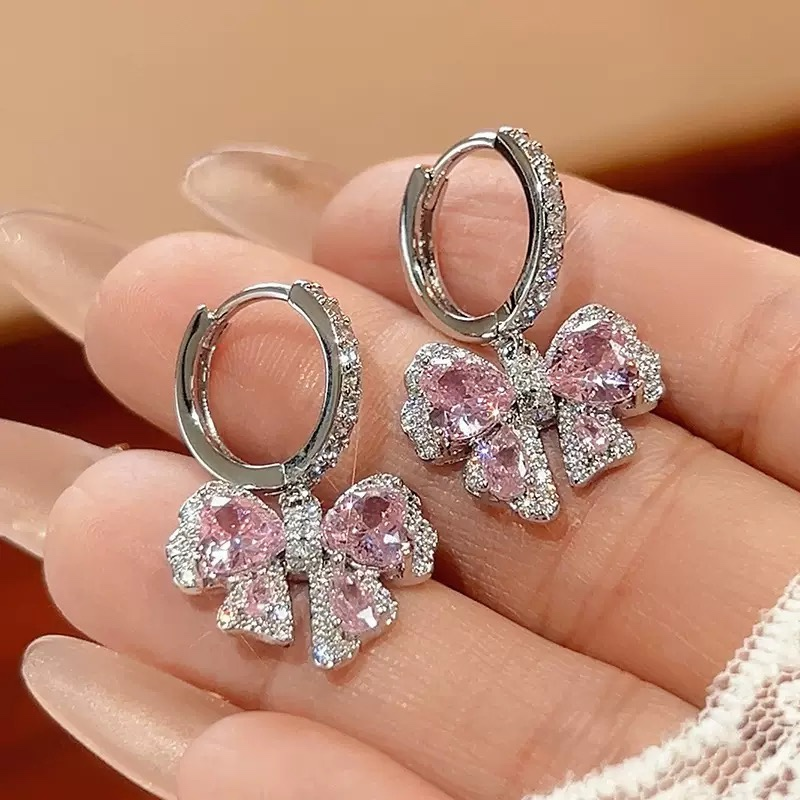 Pink Bow Cubic Zirconia Jewelry Set