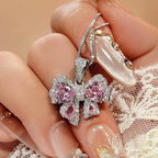 Pink Bow Cubic Zirconia Jewelry Set