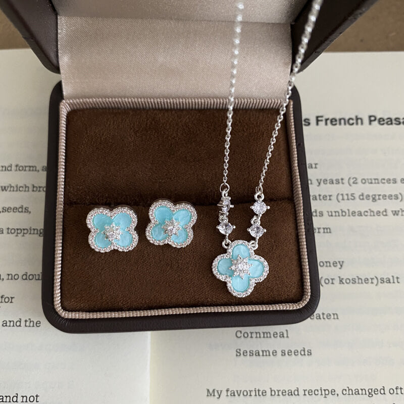 Turquoise Clover Jewelry Set