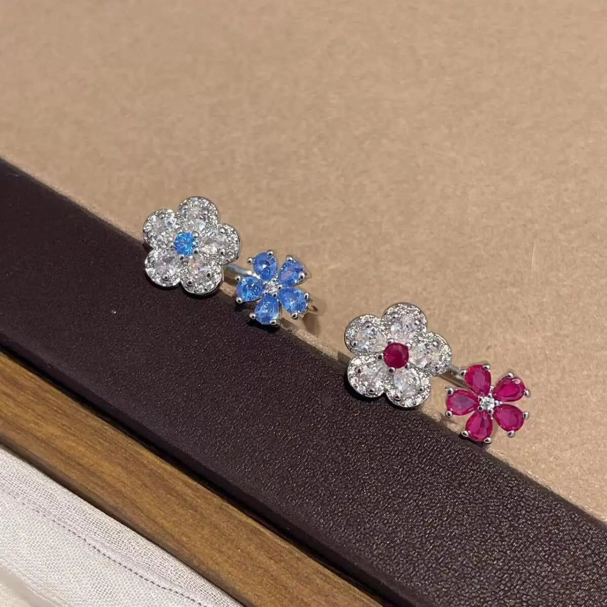 Camellia Flower CZ Ring