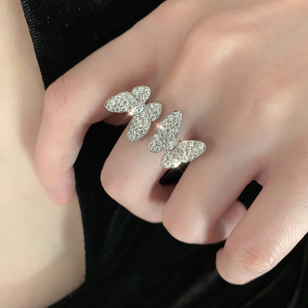 Twin Butterfly Ring – Adjustable Open Band