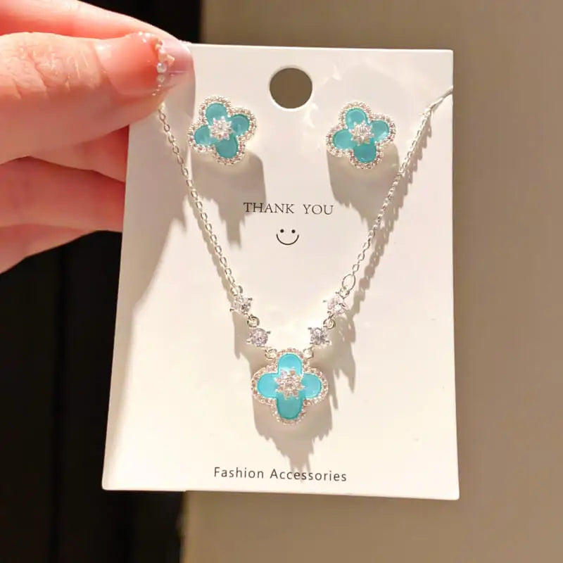 Turquoise Clover Jewelry Set