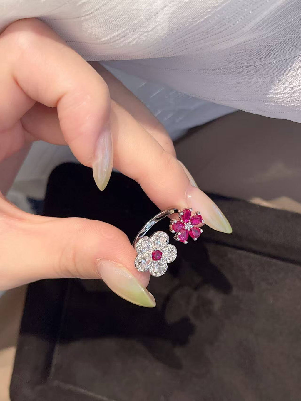 Camellia Flower CZ Ring