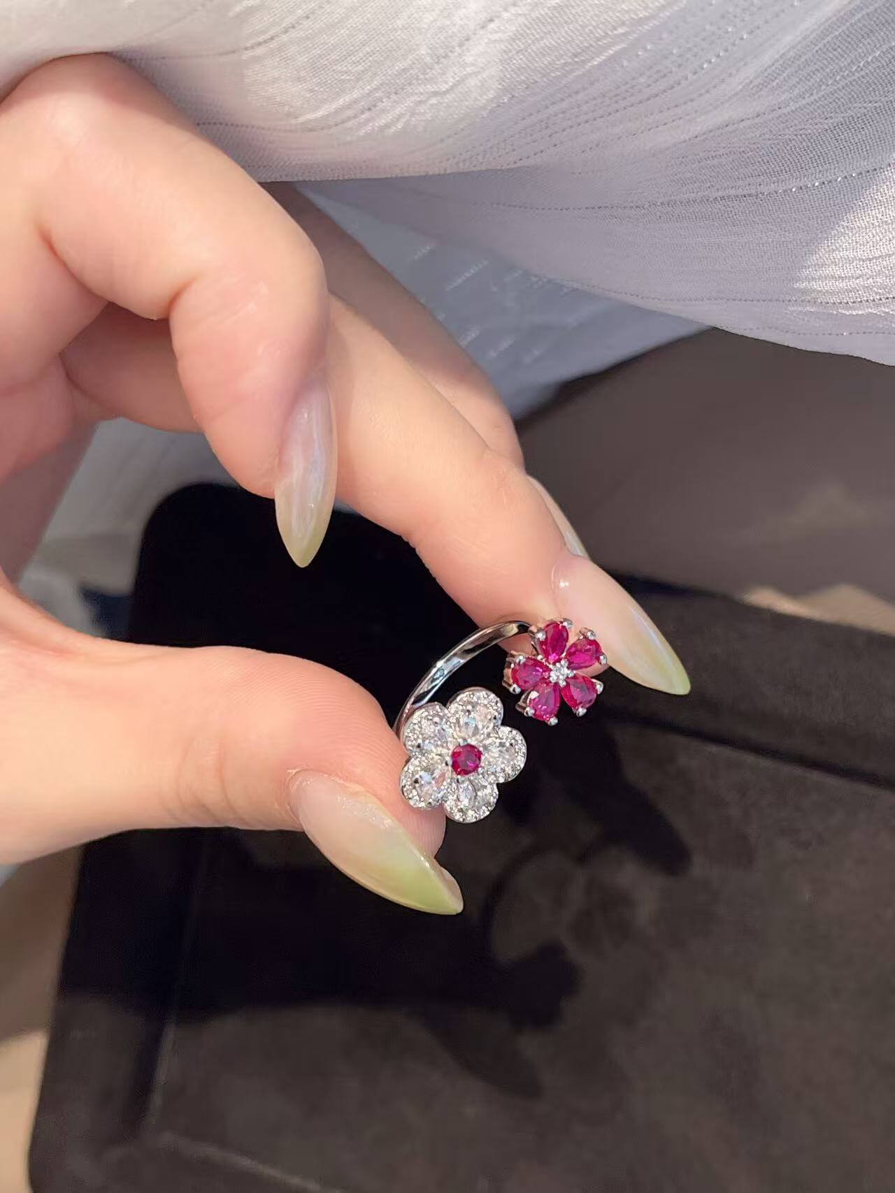 Camellia Flower CZ Ring