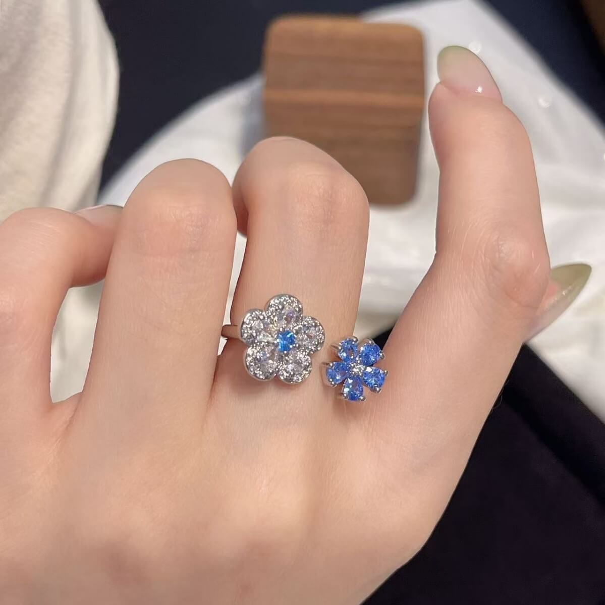Camellia Flower CZ Ring