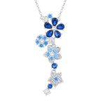 Juego de pulsera y collar de cristal de flor azul con púas