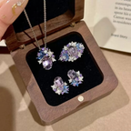 Amethyst & Sapphire Floral Cubic Zirconia Jewelry Set