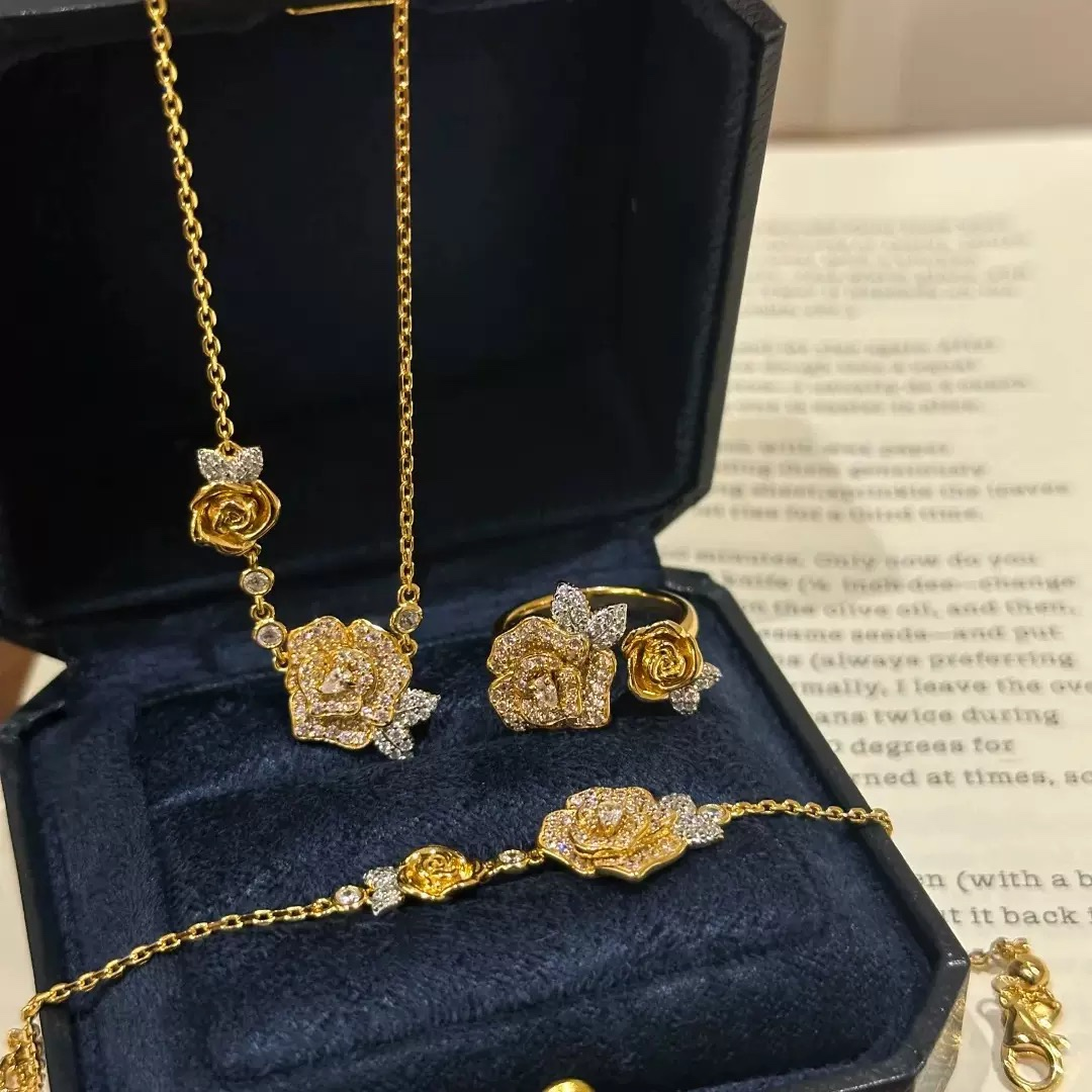 Rose Cubic Zirconia Jewelry Set