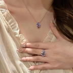 Amethyst & Sapphire Floral Cubic Zirconia Jewelry Set