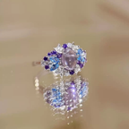 Amethyst & Sapphire Floral Cubic Zirconia Jewelry Set