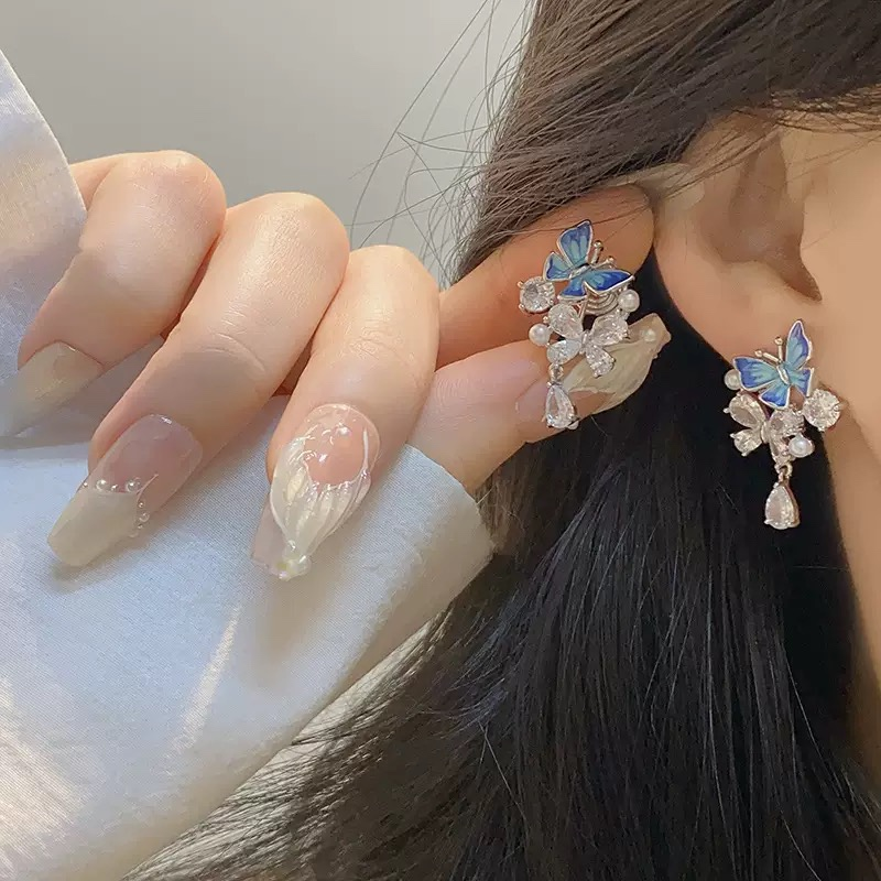 Blue Butterfly Zircon Earrings