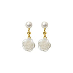 Pendientes colgantes de plata 925 con perlas de agua dulce y rosas