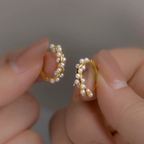 S925 Silver Twisted Pearl Hoop Earrings